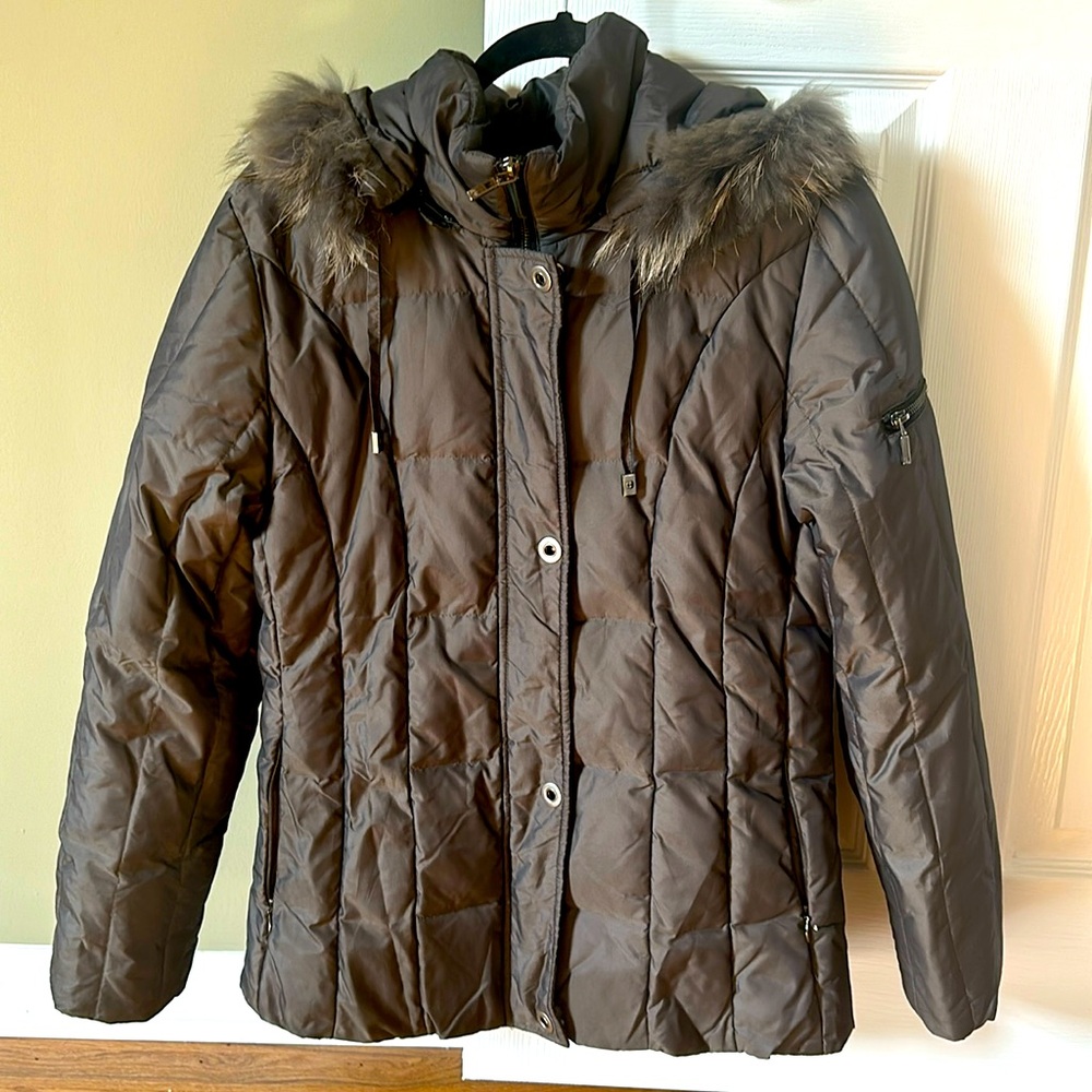 Anne Klein fur hood coat